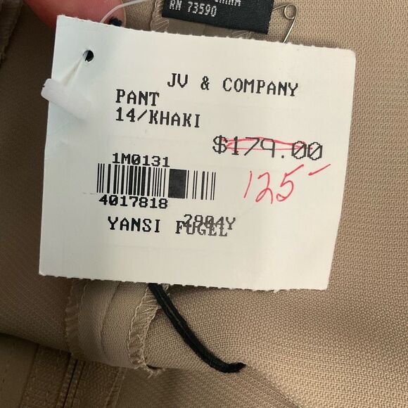 Yansi Fugel Dress Pants Women’s Size 14 Tan Wide Leg Microfiber‎ NEW - Picture 5 of 8